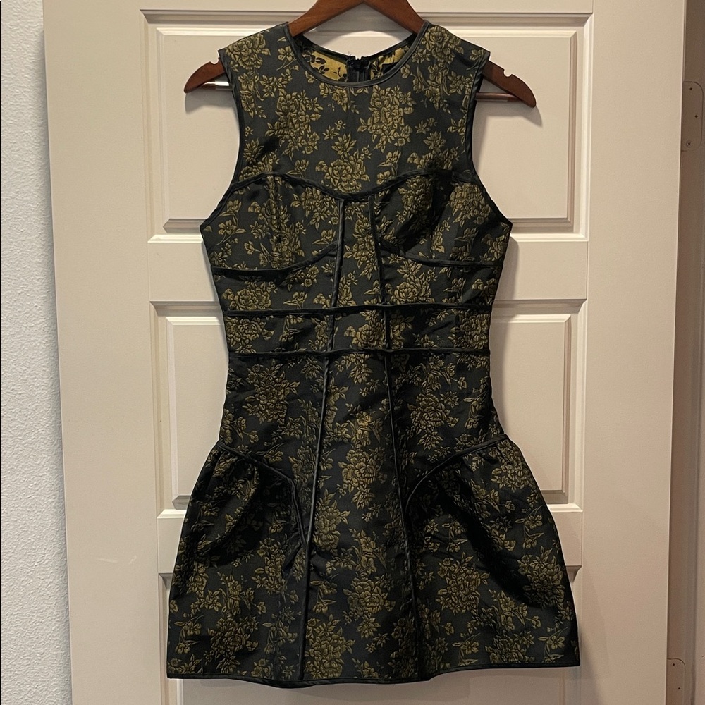 Storia Black and Olive Floral Mini Dress